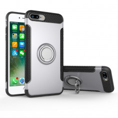 Husa telefon, pentru iPhone 7/8, argintie, cu inel metalic foto