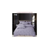 Cumpara ieftin Lenjerie de Lux cu Pliuri si Volan, 6 Piese pentru Pat Dublu - PUC145