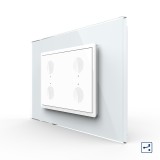 Cumpara ieftin Intrerupator tactil cvadruplu Livolo alb, cap scara/cruce, rama sticla