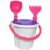 Set Jucarii Plaja Copii, Galetusa cu Accesorii Nisip (Grebla, Lopatica, Sita), 20cm