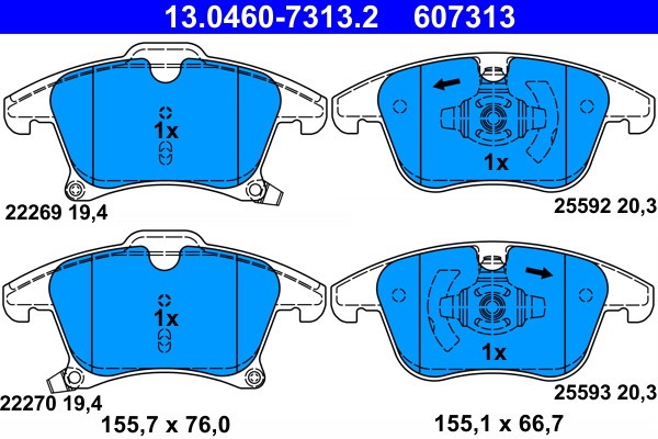 ATE 13.0460-7313.2 set placute frana,frana disc