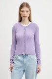 Tommy Jeans cardigan culoarea violet, light, DW0DW20966