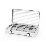 Aragaz de mici dimensiuni cu doua arzatoare pentru soferii de camion, rulote, camping, calatorii, dimensiune 47 x 27cm, culoare Alba
