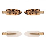 Clame Păr, Model Fildes, Set 4 Bucăți, Maro și Alb, Lungime 6cm, Oem