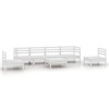 Set mobilier de gradina, 7 piese, alb, lemn masiv de pin