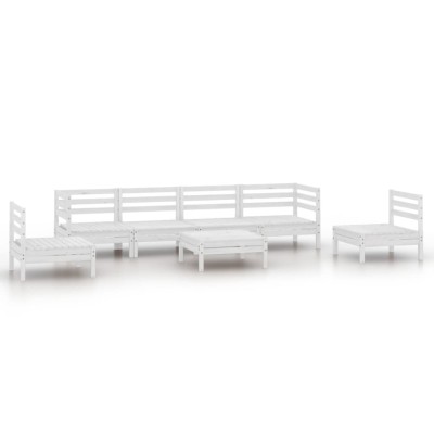 Set mobilier de gradina, 7 piese, alb, lemn masiv de pin foto