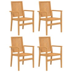 Scaune gradina stivuibile 4 buc. 56,5x57,5x91 cm lemn masiv tec