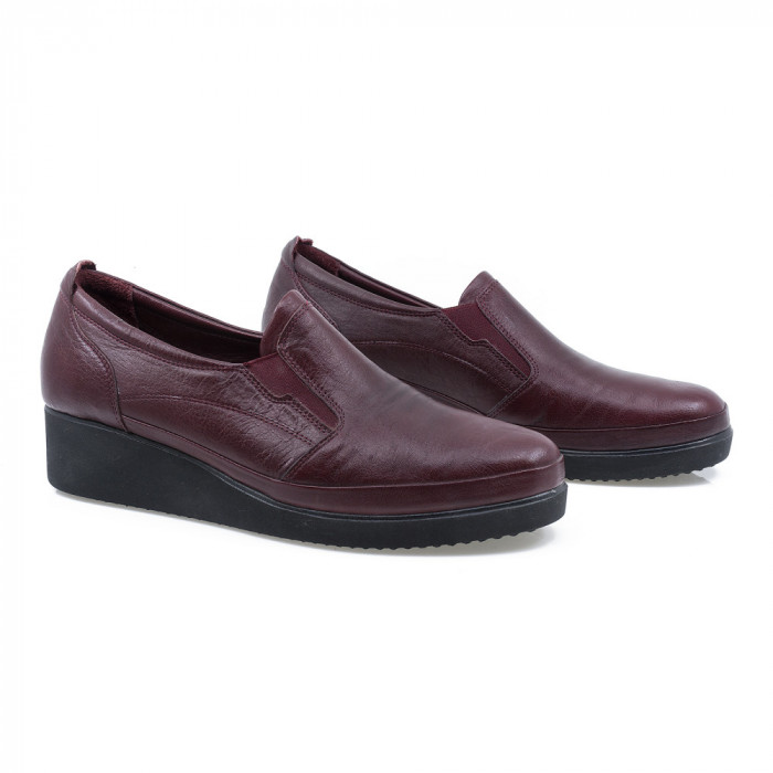 Pantofi dama, Caspian, CAS-107, casual, piele naturala , bordo