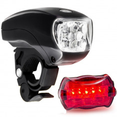 Set far si stop, cu led, pentru bicicleta, culoare negru, tip II foto