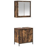 Cumpara ieftin Set mobilier de baie, 2 piese, stejar fumuriu, lemn prelucrat