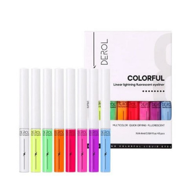 Set Tus Lichid Colorat, Derol, Colorful Fluorescent Eyeliner, 8 Tusuri Ochi foto