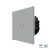 Cumpara ieftin Intrerupator simplu Wi-Fi si RF433 cu touch din sticla, gri, Luxion