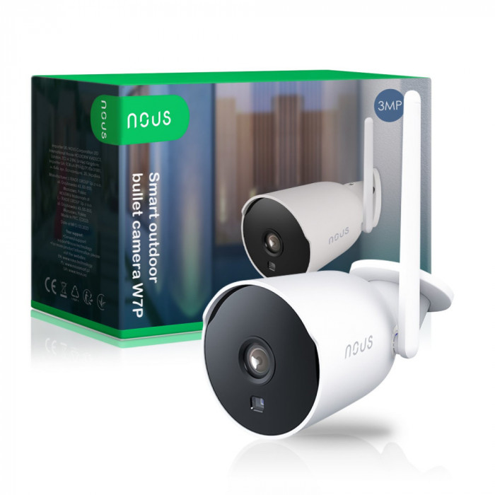 Camera de supraveghere IP WIFI NOUS W7P Smart, Exterior, 3MP, Detectare micare, Night vision