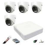 Sistem de supraveghere Hikvision 4 camere interior 5MP ColorVU, lumina alba 20m, DVR 4 canale TurboHD, accesorii SafetyGuard Surveillance