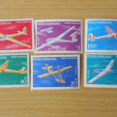 Serie timbre romanesti avioanne aviatie planoare nestampilate Romania MNH