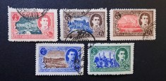 Iran (Persia) 1950&ndash;1951 - Set 5 Timbre Definite Bicolore &bdquo;Portretul Șahului Mohammad Reza Pahlavi și Monumente Istorice / Palate&rdquo; -CLF1