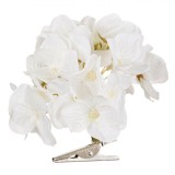 Floare Artificială cu Clips, Hortensie, Dimensiune 10 cm, Culoare AlbĄ, Oem
