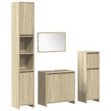 Cumpara ieftin Set mobilier de baie, 4 piese, stejar sonoma, lemn prelucrat
