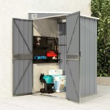 vidaXL Șopron Grădină Gri 118x100x178cm, Montaj pe Perete, Oțel Zincat, Magazie Unelte, Mobilier Grădină