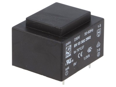 Transformator &amp;icirc;ncapsulat 1VA 230V 9V PCB foto