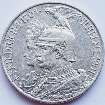 775 Germania Prussia Prusia 2 Mark 1901 William II (Kingdom) km 525 argint foto