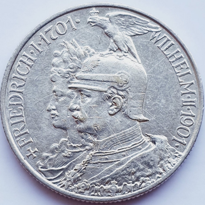 775 Germania Prussia Prusia 2 Mark 1901 William II (Kingdom) km 525 argint
