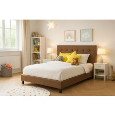 Pat Mali 160x200 cm Tapitat Stofa Maro Somiera Inclusa (cod L8)