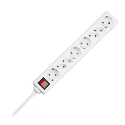 Prelungitor 8 cai cu intrerupator 1.5m( 3g1.5mm2) - alb foto