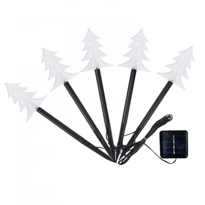 Set 5 lampi solare led de exterior tip brad pentru gradina flippy, 37 cm, alb cald foto