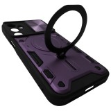 Husa spate TPU negru si plastic mov, inel si protectie camera, pentru Samsung Galaxy A16 4G, 5G