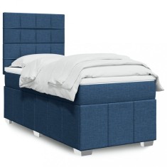 Pat box spring cu saltea, albastru, 80x200 cm, textil foto