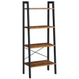 VASAGLE Biblioteca tip scara, cadru otel cu 4 polite din MDF, stil industrial, 56x34x138cm, maro rustic Household NewTrend