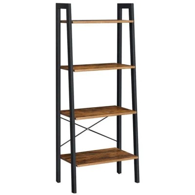 VASAGLE Biblioteca tip scara, cadru otel cu 4 polite din MDF, stil industrial, 56x34x138cm, maro rustic Household NewTrend foto