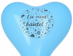 10 Baloane botez inimioare bleu 30cm imprimate Eu Sunt Baietel foto