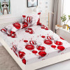 Husa de pat cu elastic de Craciun,alba cu globuri rosii 180x200cm D050, Jojo Home