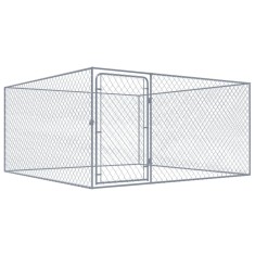 vidaXL Padoc pentru c&acirc;ini de exterior, 2 x 2 x 1 m, oțel galvanizat
