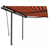 Cumpara ieftin Copertina retractabila automat stalpi portocaliu&amp;maro 3,5x2,5 m