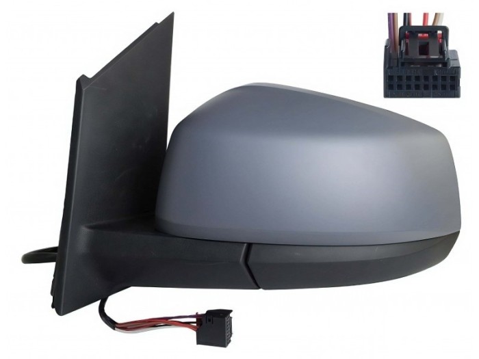 Oglinda exterioara Volkswagen Caddy, 11.2020-, montare stanga, reglaj electric; carcasa grunduita; incalzit; sticla convexa; geam cromat; rabatabil;