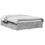 Cumpara ieftin Cadru Pat Gossi cu Sertare, Gri Beton, 120x190 cm, Lemn Prelucrat. Depozitare Dormitor, Design Modern