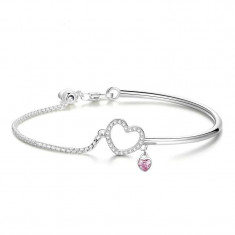 Bratara fixa din argint 925 Silver Heart Pink foto