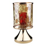 Cumpara ieftin Veioza cu zenzor la atingere si abajur din sticla cu flori, Auriu, 23 cm, 1793H