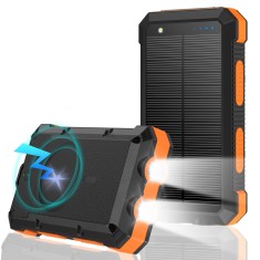 Baterie externa solara magsafe iphone-Acumulator extern wireless solar 20000 mAh