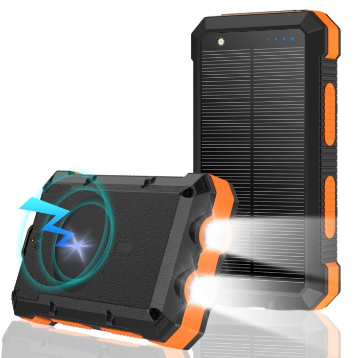 Baterie externa solara magsafe iphone-Acumulator extern wireless solar 20000 mAh