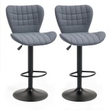HOMCOM Set de 2 Taburete de Bar Design, Spătar curbat căptușit, &Icirc;nălțime de ședere reglabilă 61-81 cm, pivotante 360&deg;, Suport pentru picioare, Velur G