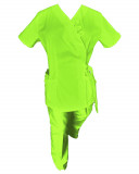 Costum Medical Pe Stil, Tip Kimono Verde Lime, Model Daria - 2XL, 3XL