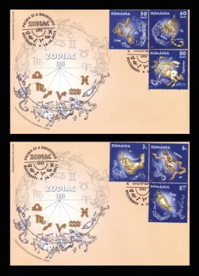 2011 Romania, 2 FDC Zodiac (II) LP 1919, Horoscop plicuri prima zi foto