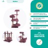 Ansamblu Joaca Pisici Seniori BUBUS 125cm Visiniu - Culcus Burete, Iuta Naturala, Stofa Rezistenta, Fabricat Manual Romania