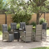 VidaXL Set de masă pentru grădină cu pernă 7 pcs Gri Rattan poli