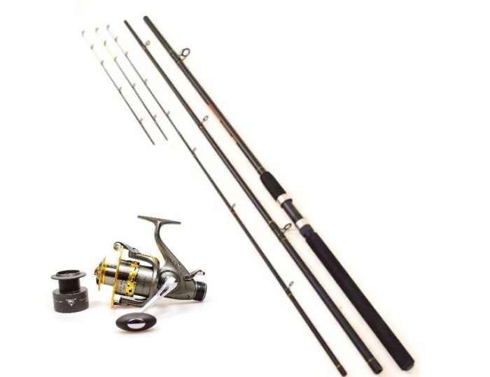 Set lanseta Accesorii pescuit &gt; Nada si momeli cu mulineta kt5000 diamat alb cu baitrunner