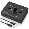 Comutator Audio Stereo HiFi &ndash; Audio Switcher cu Selector Surse, Semnal Boxe și Splitter RCA/Jack 3,5 mm